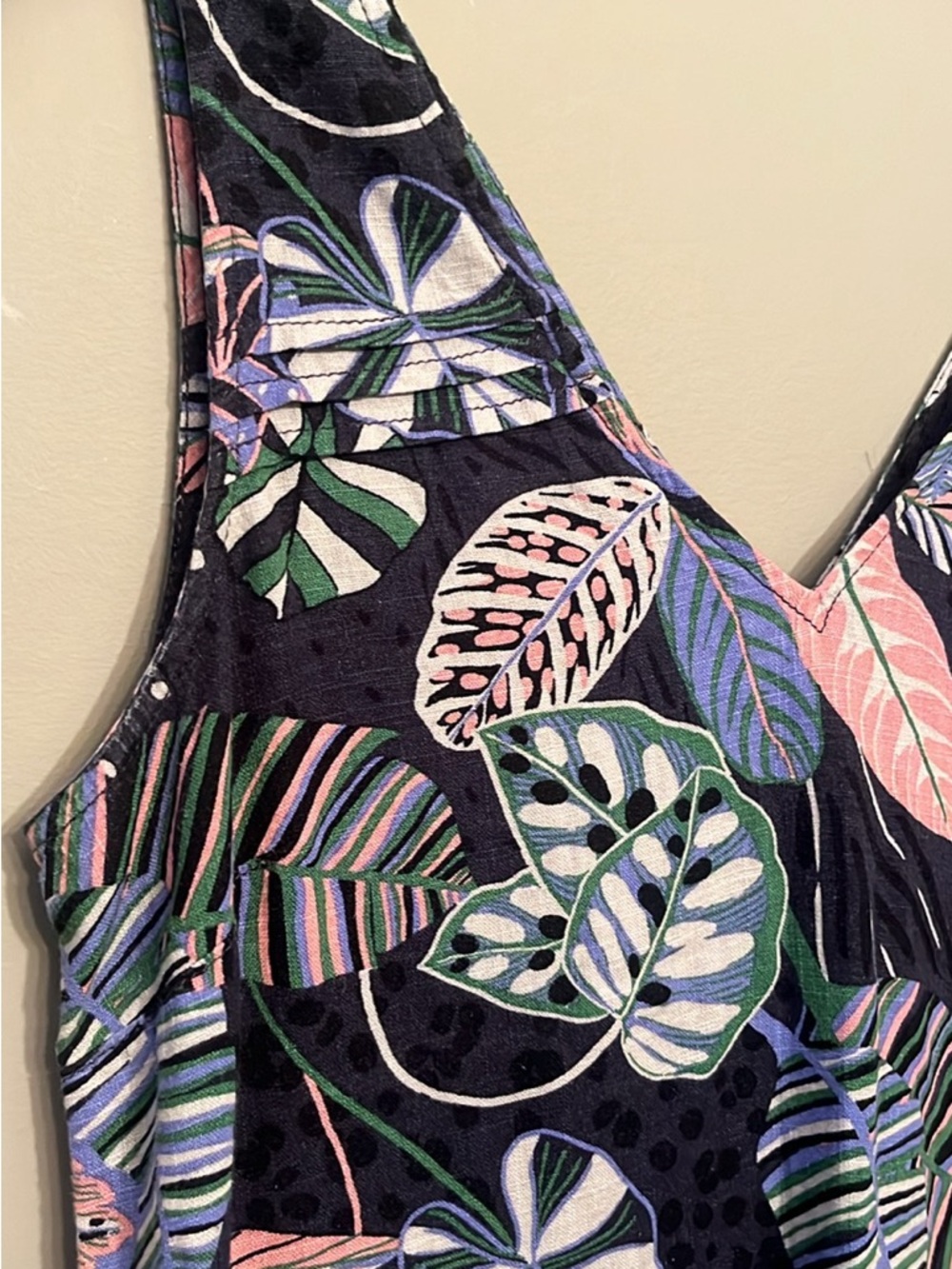 Patterned mini Linen Dress - Picture 3 of 5